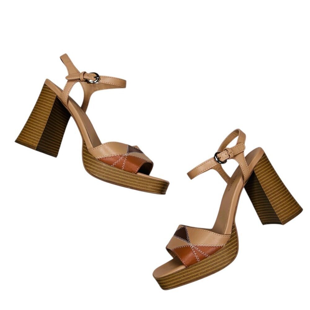 Sun+Stone Diannaa 8 Patchwork Platform Sandal Retro Boho Block Heel